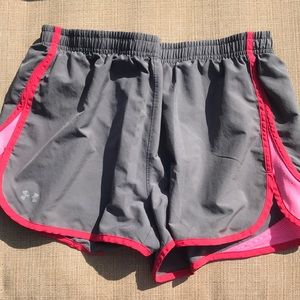 Under Armour gray and pink running shorts